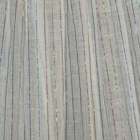 Matta Lightweight Cotton Metallic Stripe V-Neck Midi Dress - Picture 5 of 5